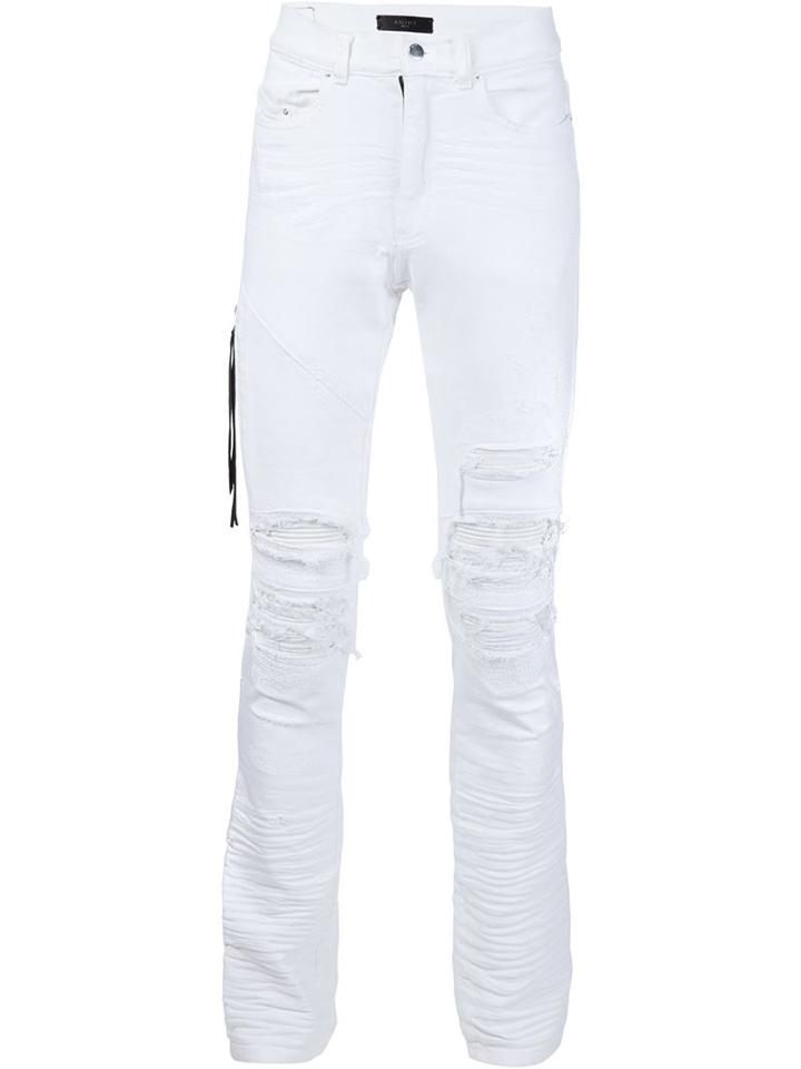 Amiri Mx2 Jeans, Men's, Size: 36, White, Cotton/leather/spandex/elastane