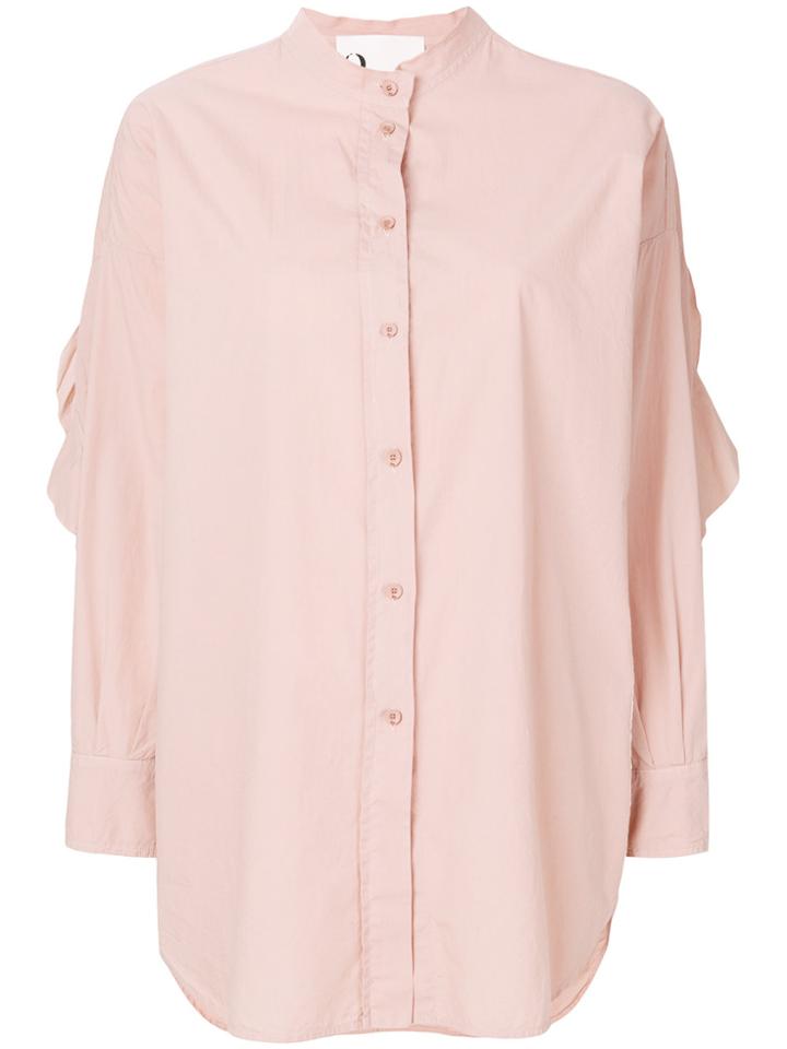 8pm Frill Trim Cut Out Elbows Shirt - Nude & Neutrals