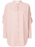 8pm Frill Trim Cut Out Elbows Shirt - Nude & Neutrals