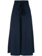 Perseverance London - Flared Belted Trousers - Women - Polyester - 8, Blue, Polyester