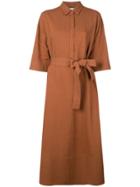 Co Belted Shirt Dress - Brown