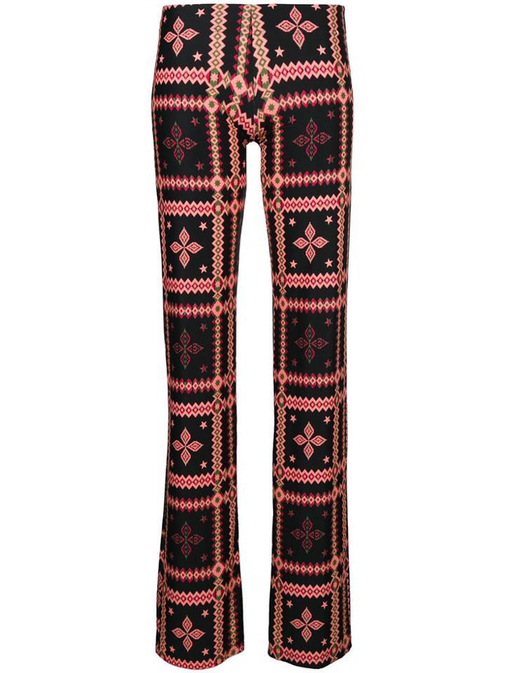 Fisico Floral Print Trousers - Black