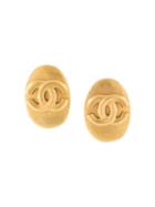 Chanel Pre-owned 1996 Oval Cc Clip-on Earrings - Gold