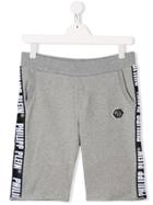 Philipp Plein Junior Logo Print Casual Shorts - Grey