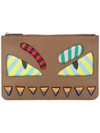 Fendi - Faces Clutch - Men - Calf Leather - One Size, Brown, Calf Leather