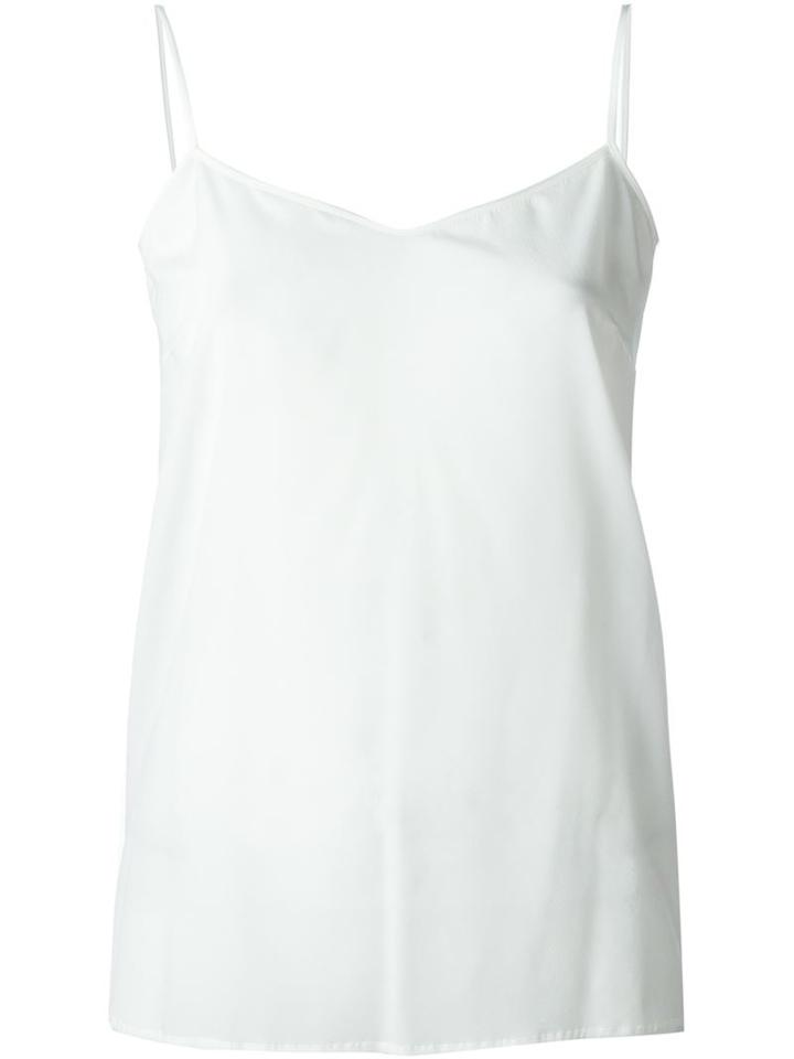 Blumarine V Neck Slip Top, Women's, Size: 44, White, Silk/spandex/elastane