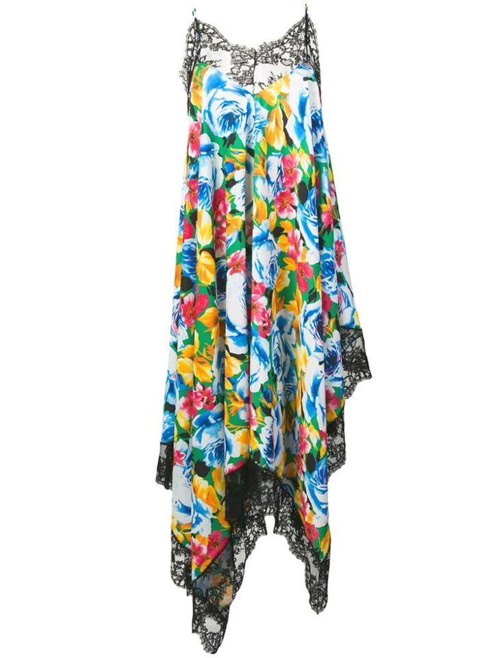 Msgm Floral Print Midi Dress - Blue