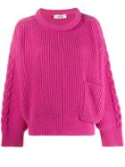 Circus Hotel Patch Pocket Knit Sweater - Pink