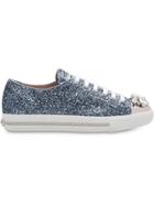 Miu Miu Jewelled Glitter Sneakers - Blue