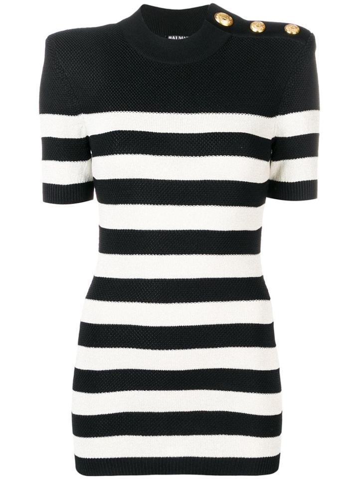 Balmain Striped Knitted Top - Black
