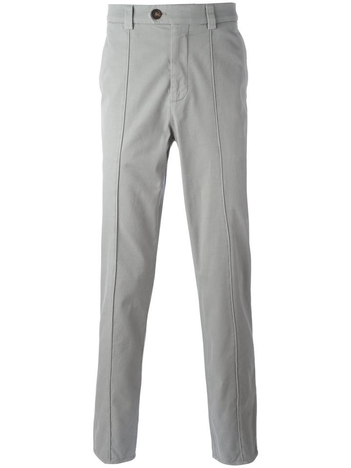 Brunello Cucinelli Plain Chinos, Men's, Size: 50, Grey, Cotton/spandex/elastane