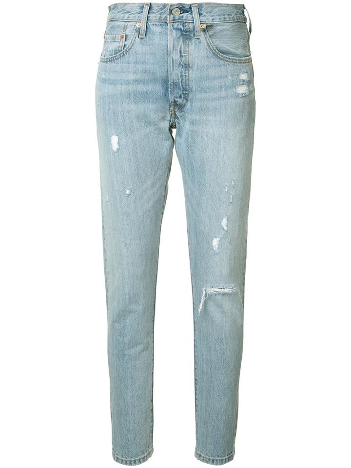 Levi's Distressed Straight-leg Jeans, Women's, Size: 29, Blue, Cotton