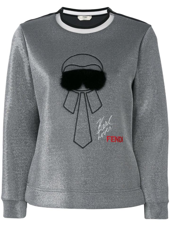 Fendi Karlito Embroidered Sweatshirt - Grey