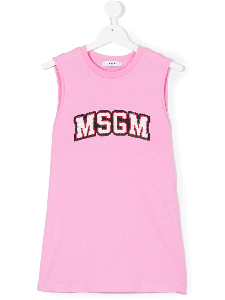 Msgm Kids Logo Patch Vest Top - Pink & Purple