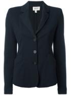 Armani Collezioni Textured Button Blazer, Women's, Size: 46, Blue, Polyester/viscose/spandex/elastane