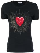Moschino Vintage Sequined Heart T-shirt - Black