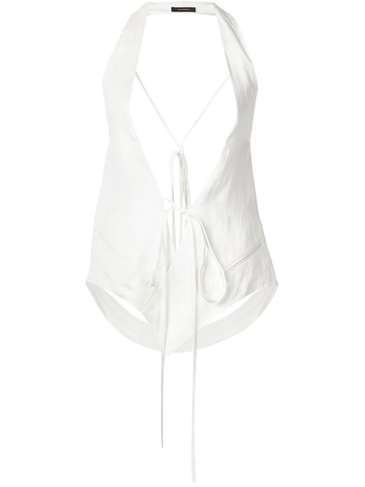 Juan Carlos Obando Open Back Gilet, Women's, Size: 4, White, Viscose/linen/flax