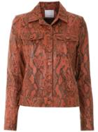 Nk Animal Print Leather Jacket - Brown