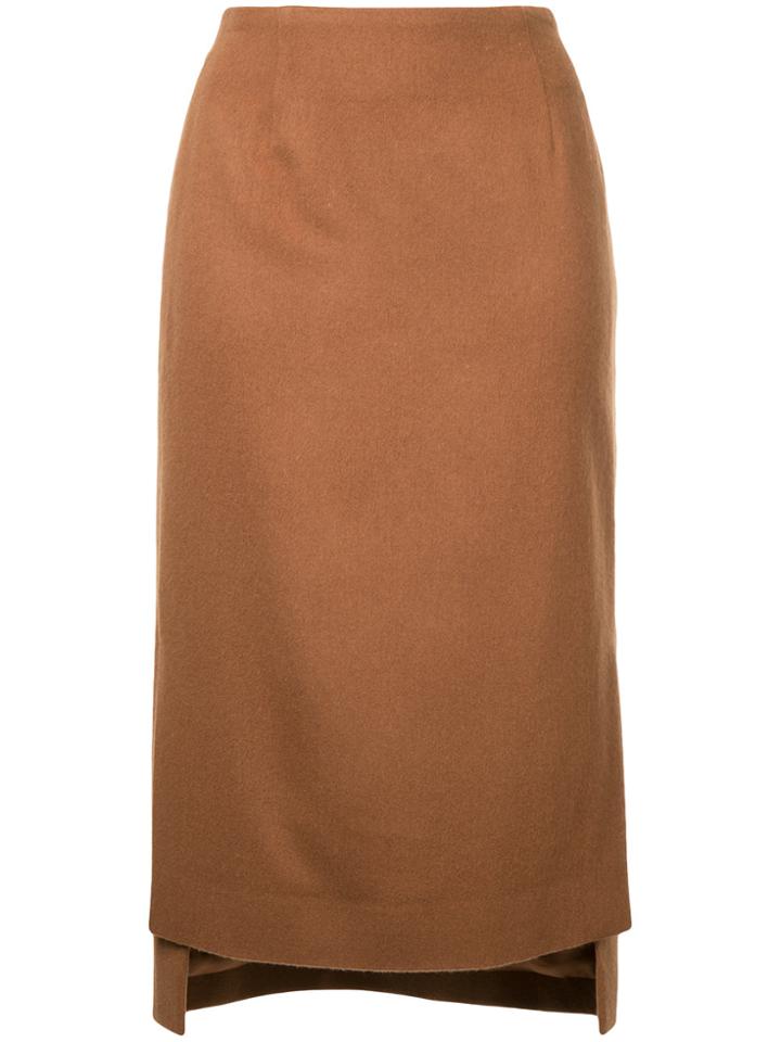 Estnation Fitted Over-the-knee Skirt - Brown