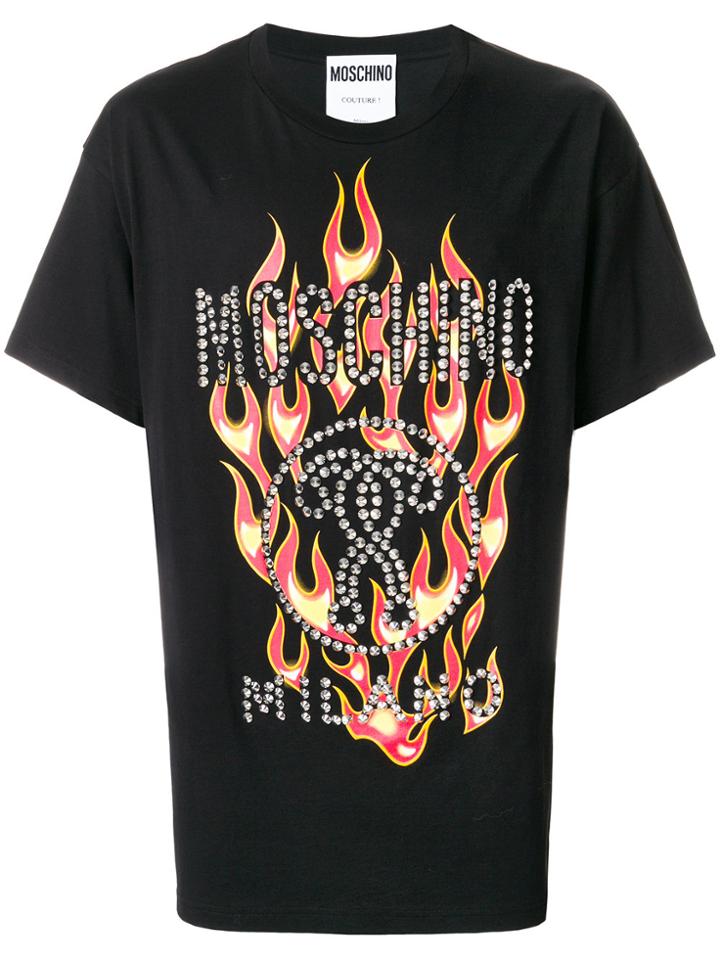 Moschino Studded Fire T-shirt - Black