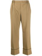 Nº21 Contrast Beaded Cropped Trousers - Brown