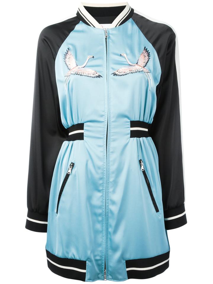 Red Valentino 'caban' Elongated Bomber Jacket - Black
