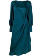 L'autre Chose Draped Midi Dress - Blue