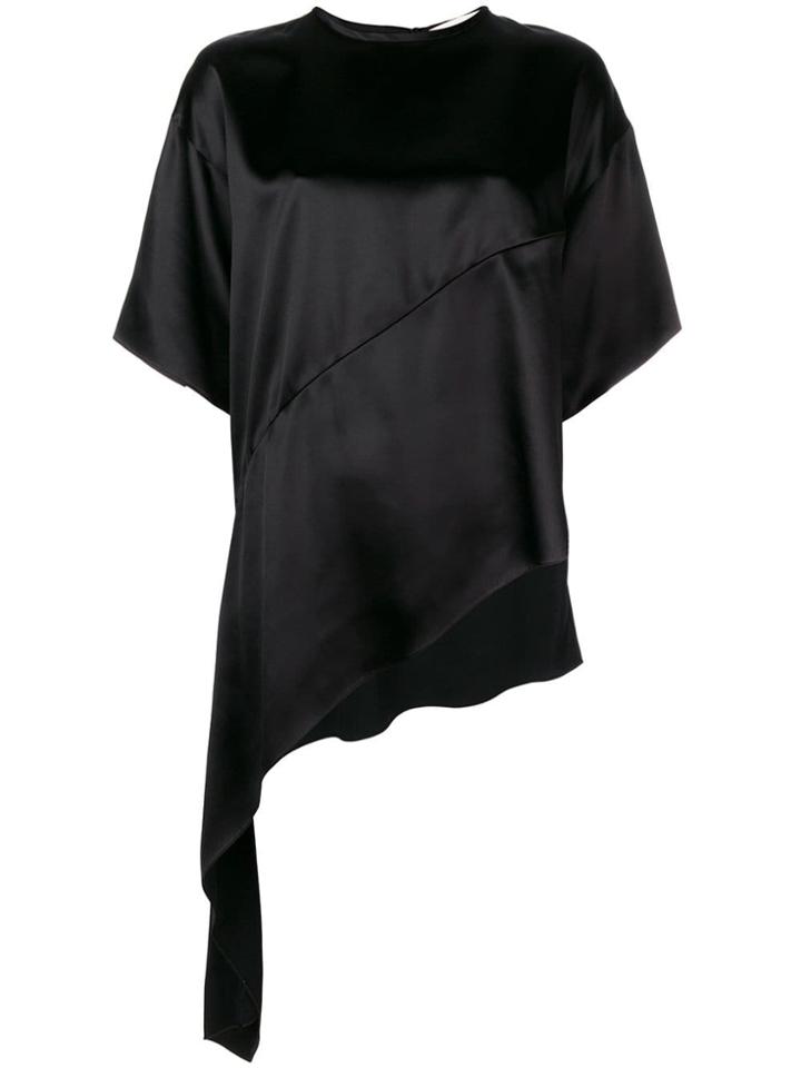 Ports 1961 Shiny Draped Asymmetrical T-shirt - Black