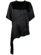 Ports 1961 Shiny Draped Asymmetrical T-shirt - Black