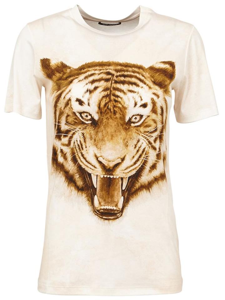 Balmain Tiger Print T-shirt, Women's, Size: 40, Nude/neutrals, Cotton