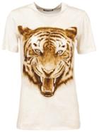 Balmain Tiger Print T-shirt, Women's, Size: 40, Nude/neutrals, Cotton