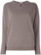 Brunello Cucinelli Keyhole Detail Jumper, Women's, Size: Large, Brown, Virgin Wool/cashmere/silk