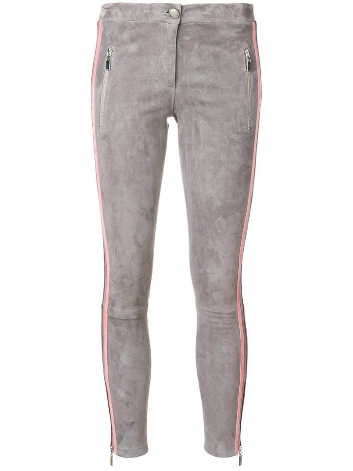 Arma Skinny Leather Trousers - Grey