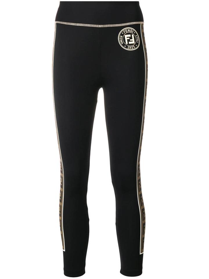 Fendi Logo Side Stripe Leggings - Black