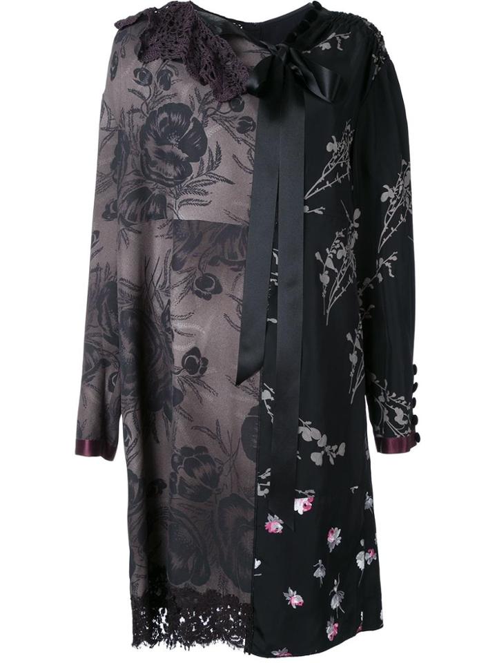 Marc Jacobs Floral Patchwork Shift Dress - Black