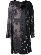 Marc Jacobs Floral Patchwork Shift Dress - Black