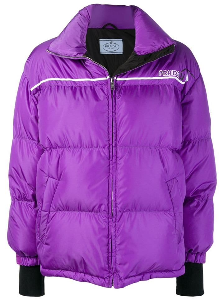 Prada Wrap-front Padded Jacket - Purple