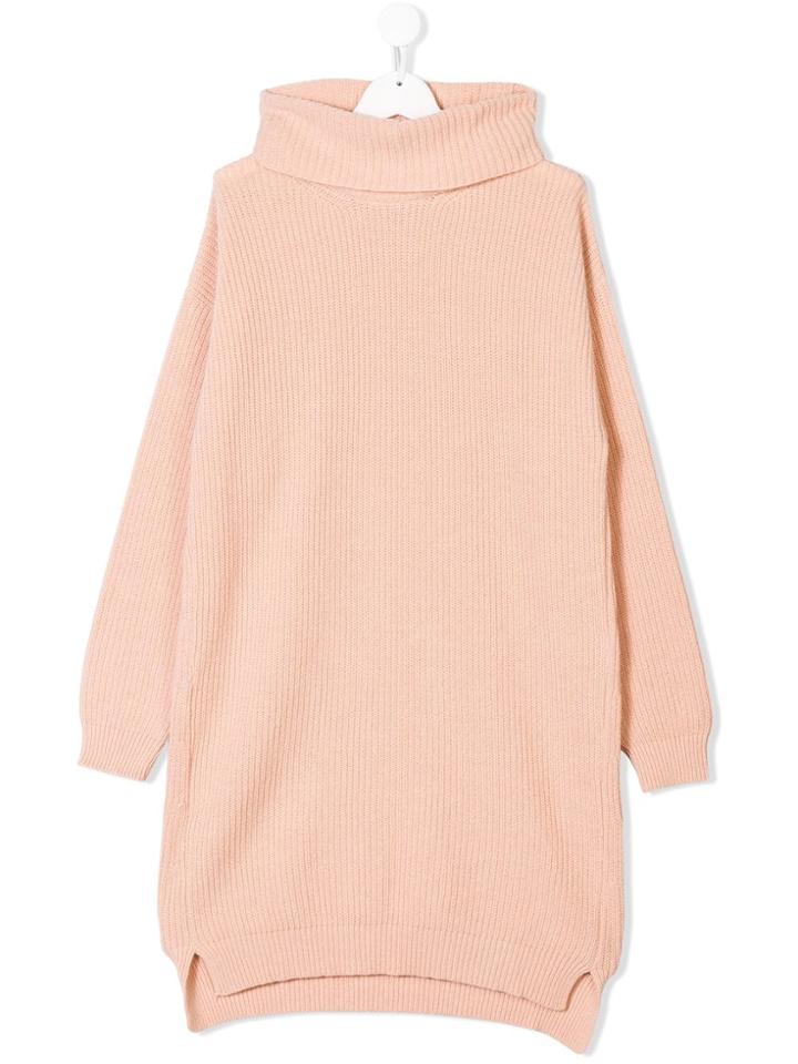 Andorine Teen Ribbed Knit Dress - Pink
