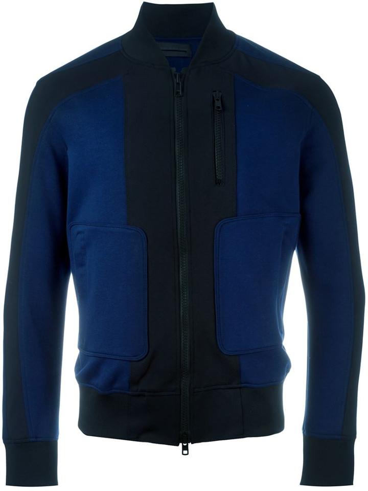 Diesel Black Gold Panelled Zip Sweatshirt, Men's, Size: L, Blue, Cotton/polyester/nylon/polyurethane