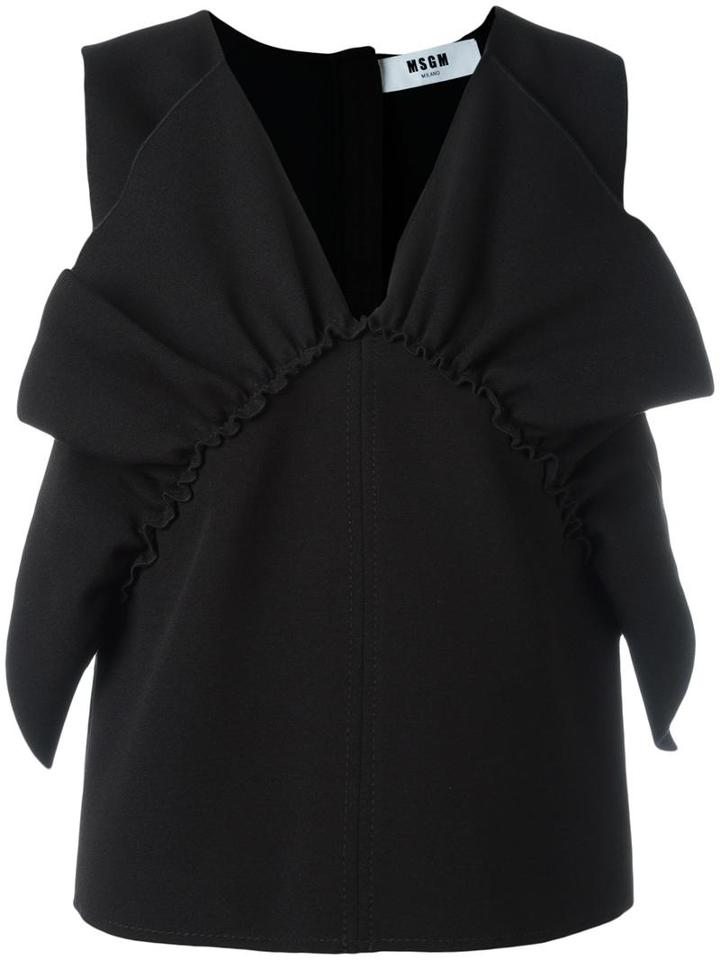 Msgm Ruffled Detail Tank, Women's, Size: 40, Black, Polyester/viscose/spandex/elastane