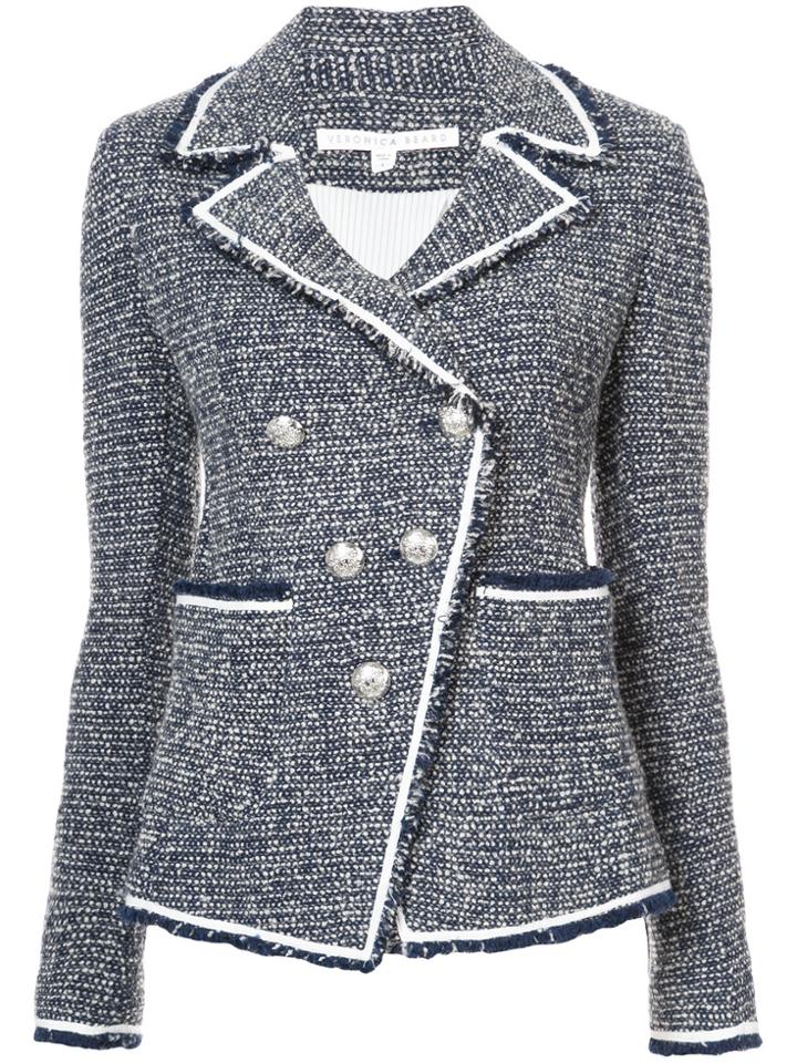 Veronica Beard Double Breasted Tweed Jacket - Grey