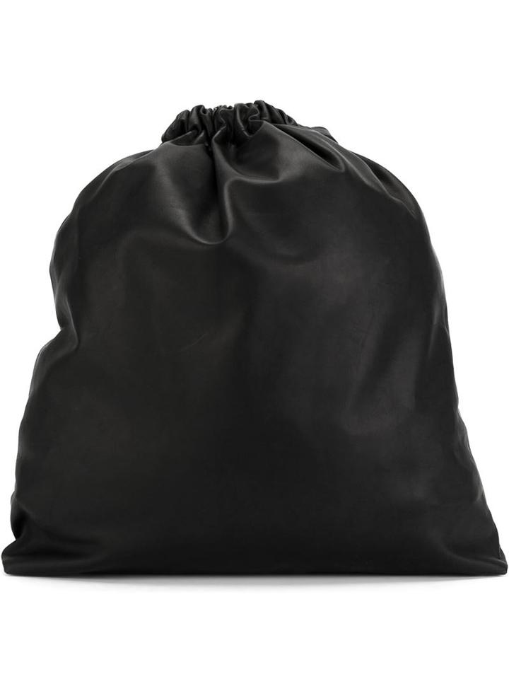 Isaac Reina Drawstring Backpack, Black, Lamb Skin