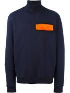 Msgm Roll Neck Sweatshirt, Men's, Size: Small, Blue, Cotton