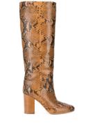 Twin-set Block Heel Snake Boots - Neutrals