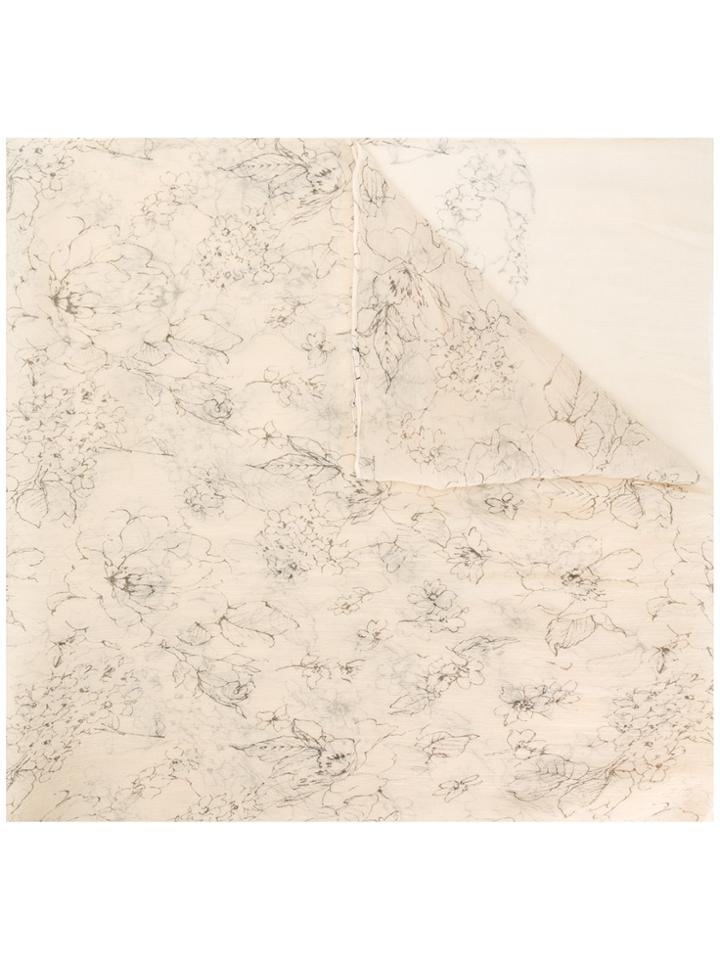 Uma Wang Floral Print Scarf - Nude & Neutrals