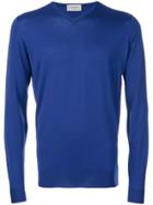 John Smedley V-neck Jumper - Blue