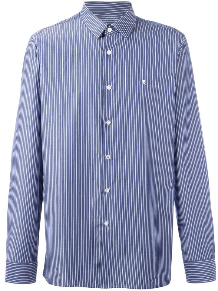 Raf Simons Striped Shirt, Men's, Size: 46, Blue, Cotton