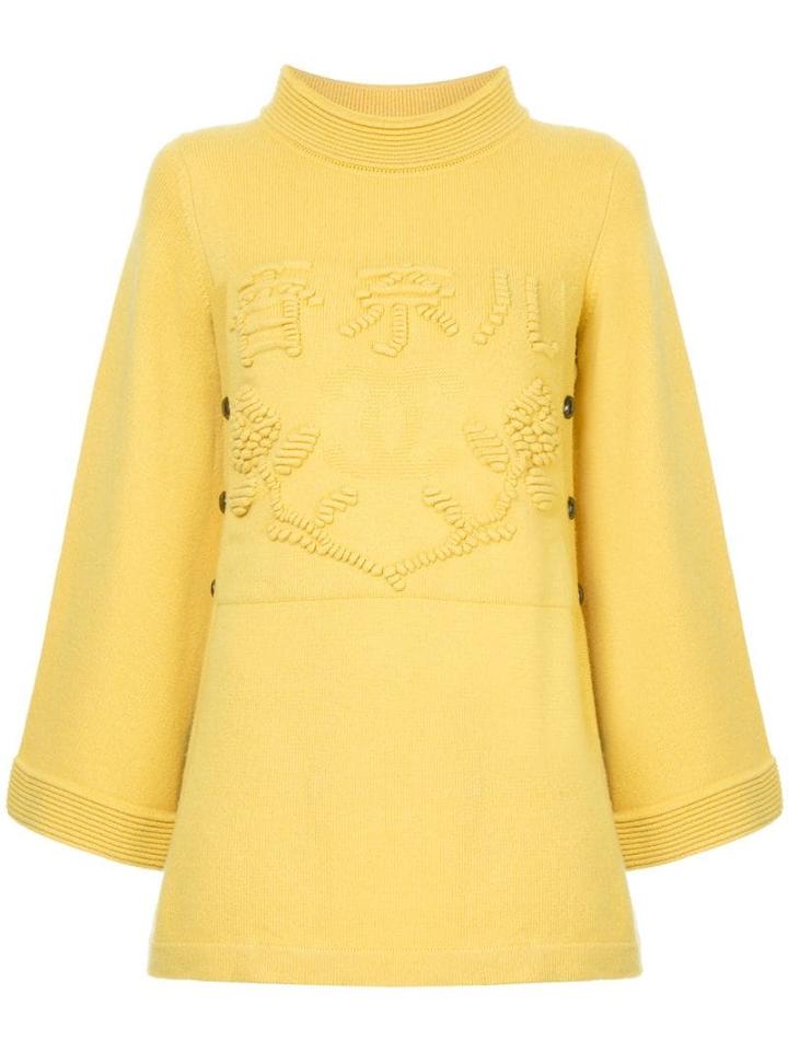 Chanel Pre-owned Cc Logo Long-sleeve Sweater - Yellow