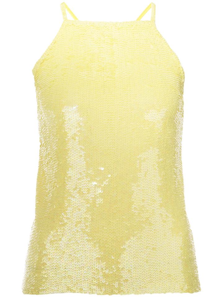 P.a.r.o.s.h. - Sequinned Tank Top - Women - Polyamide/spandex/elastane/pvc - M, Yellow/orange, Polyamide/spandex/elastane/pvc