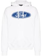 Versace X Ford Logo Print Hoodie - White